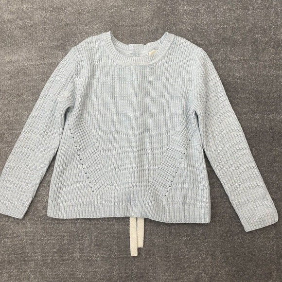 Harper Sweaters - Harper Heritage Sweater Womens Small Light Blue Lace Tie Back Casual Knit Cozy
